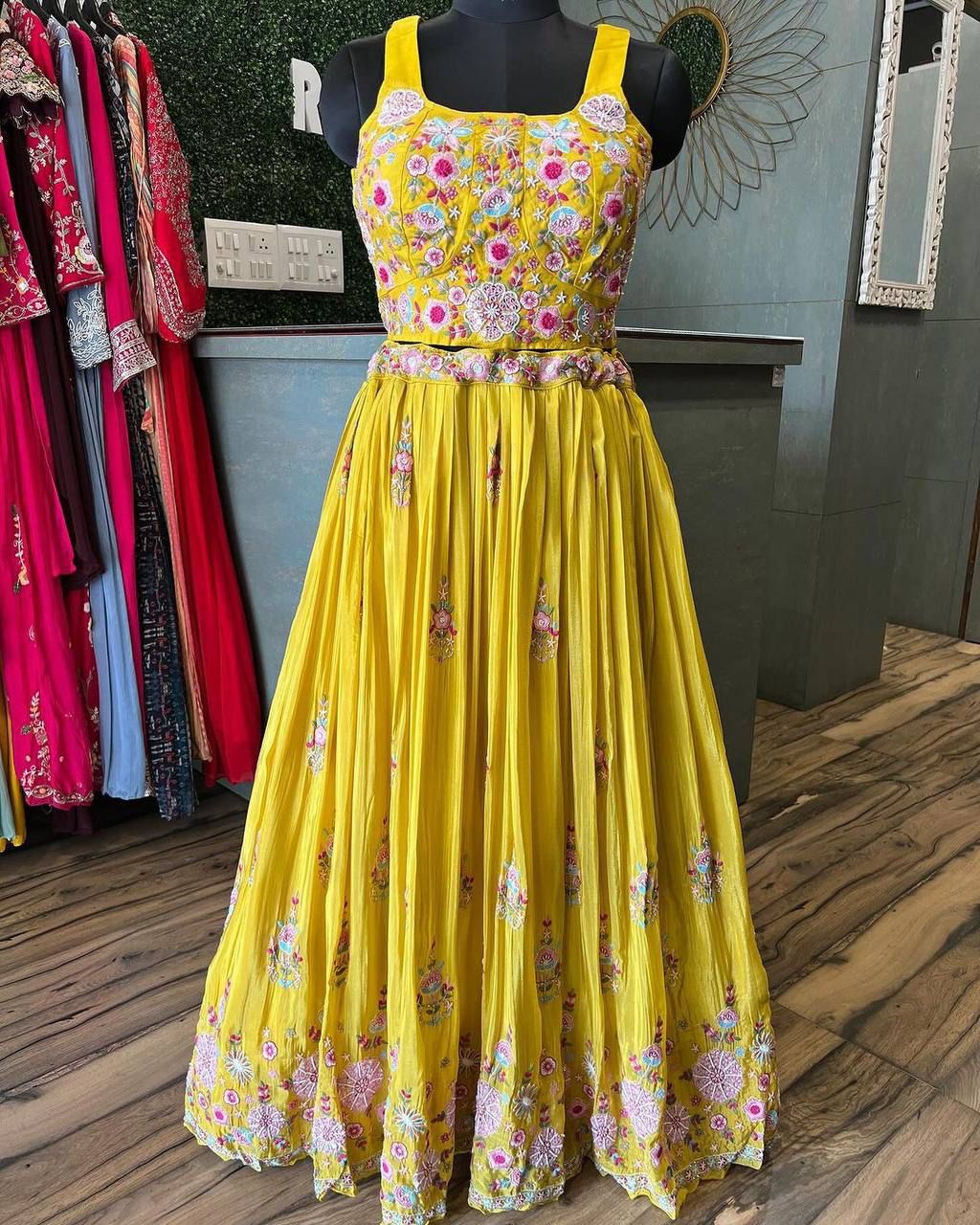 Western Style Multi Thread With Sequence Work Sharara Suit