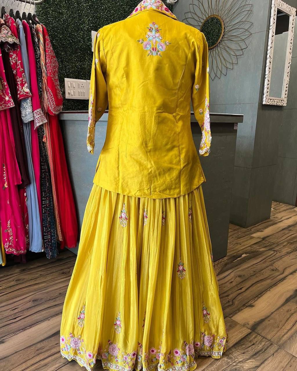 Western Style Multi Thread With Sequence Work Sharara Suit