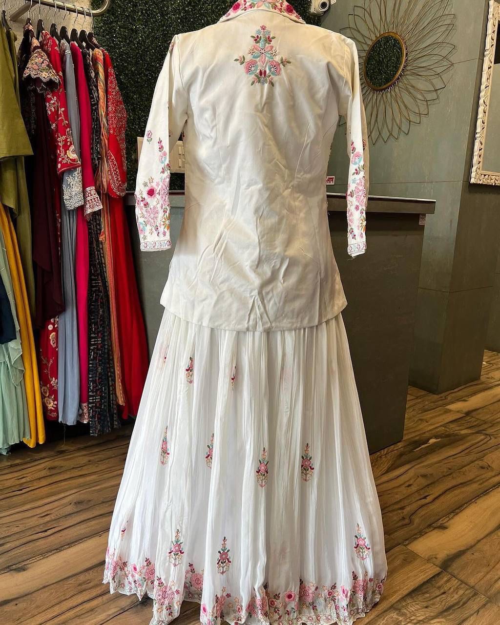 Western Style Multi Thread With Sequence Work Sharara Suit
