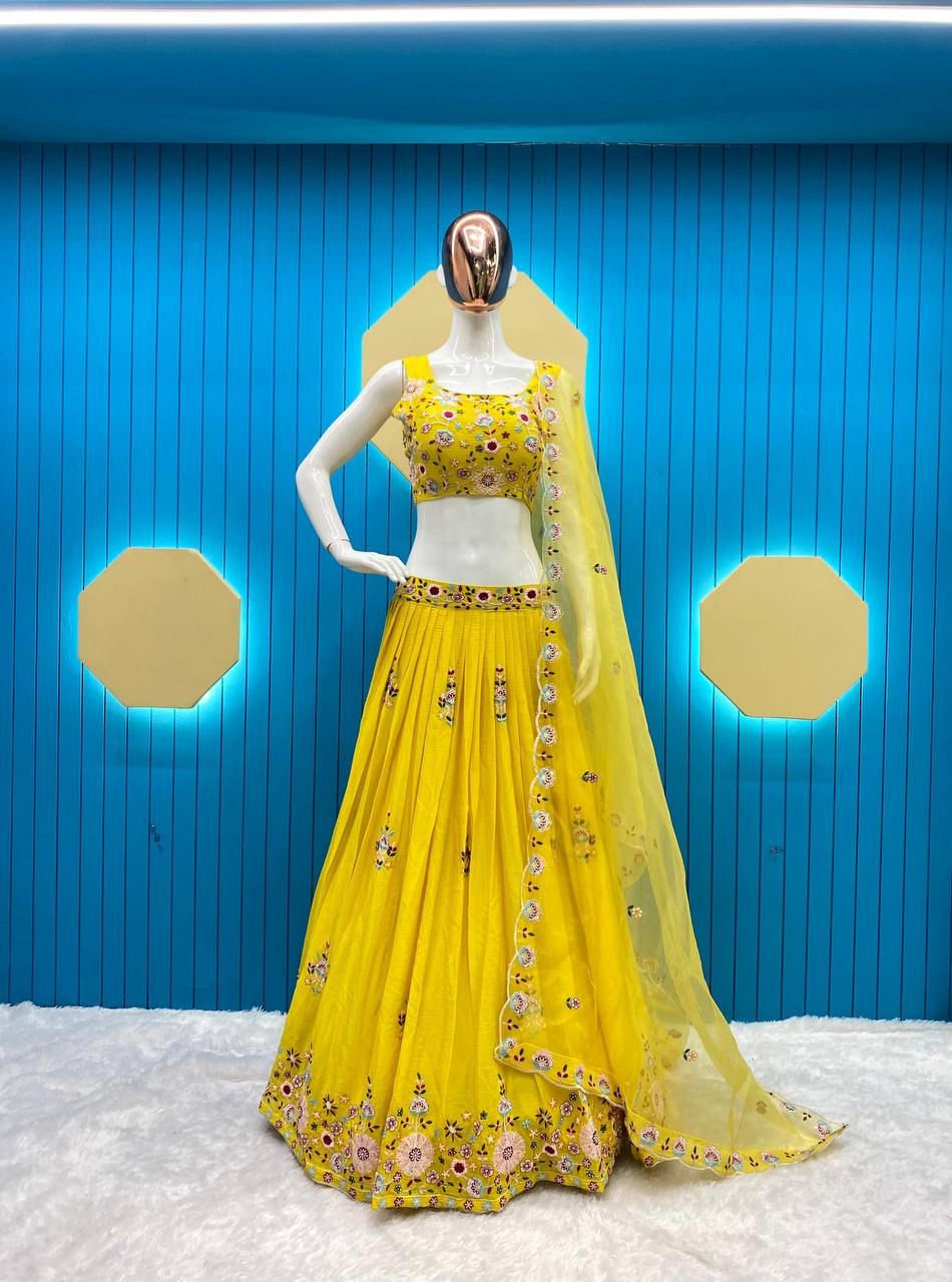 Western Style Multi Thread With Sequence Work Sharara Suit