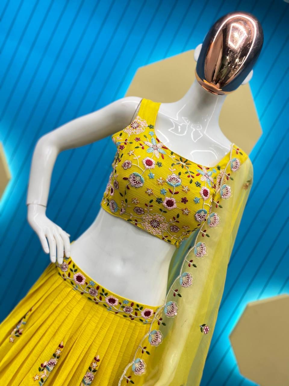 Western Style Multi Thread With Sequence Work Sharara Suit