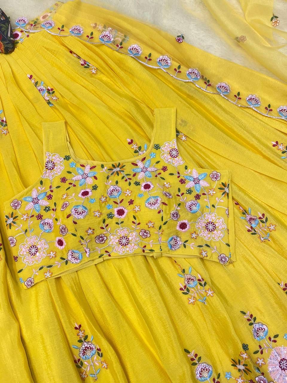 Western Style Multi Thread With Sequence Work Sharara Suit