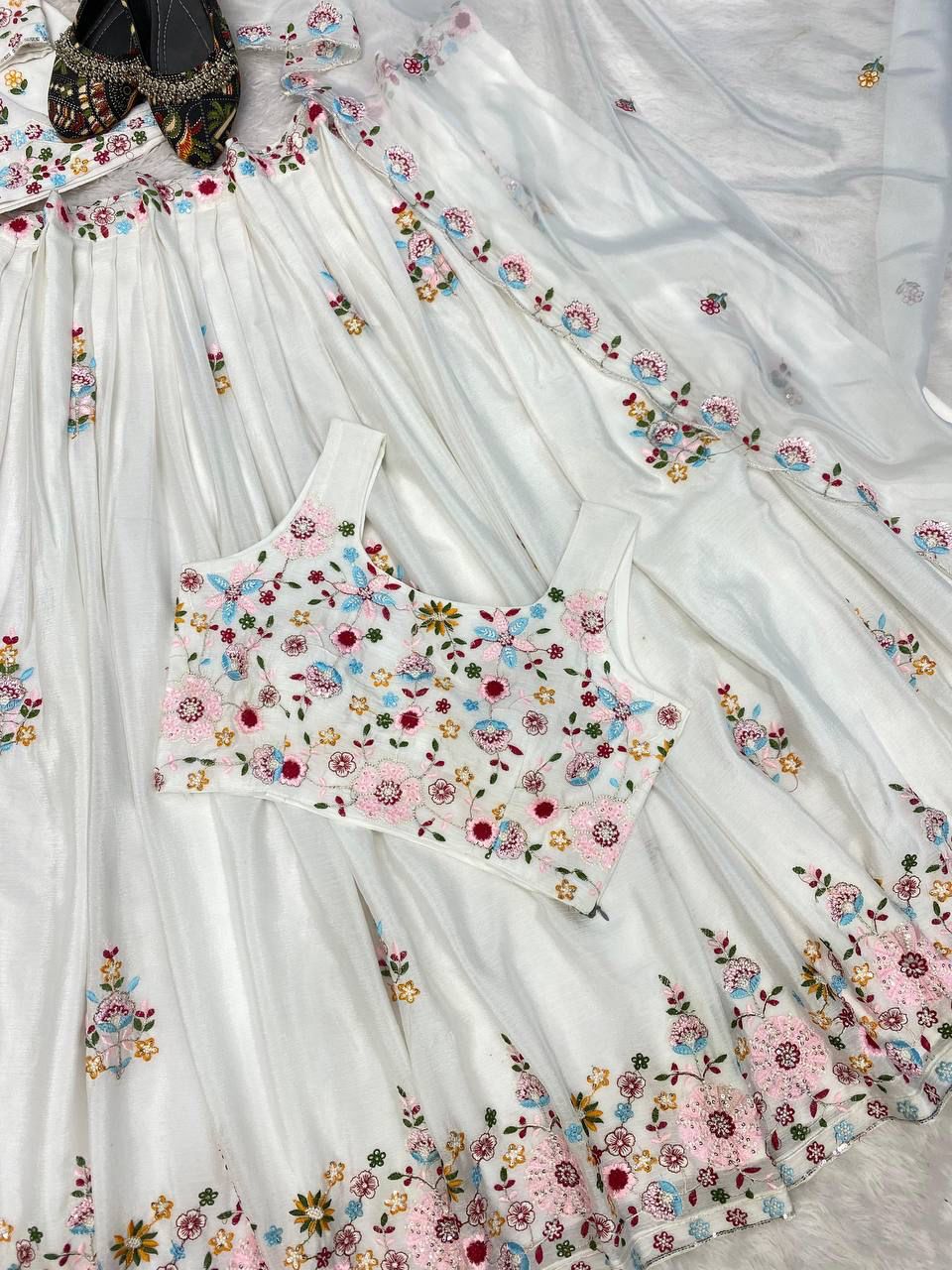 Western Style Multi Thread With Sequence Work Sharara Suit