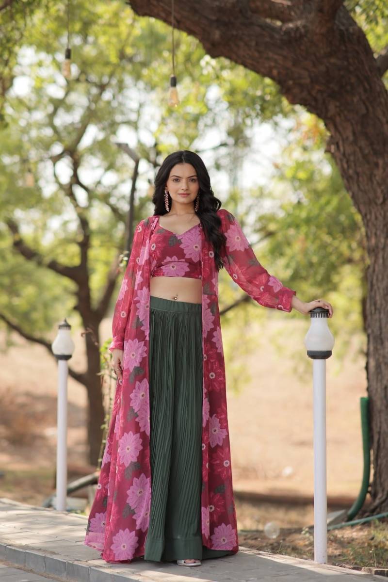 Designer Floral Lehenga Choli With Shrug