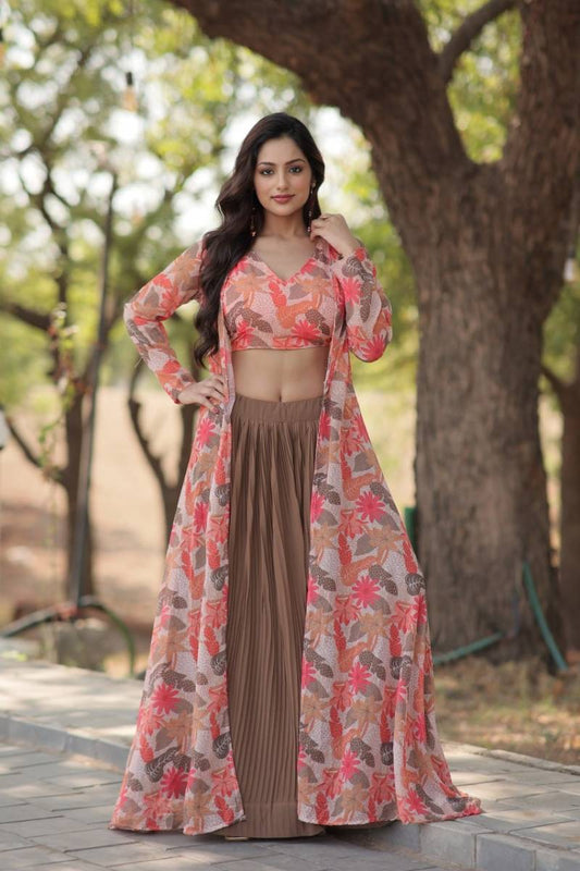 Designer Floral Lehenga Choli With Shrug