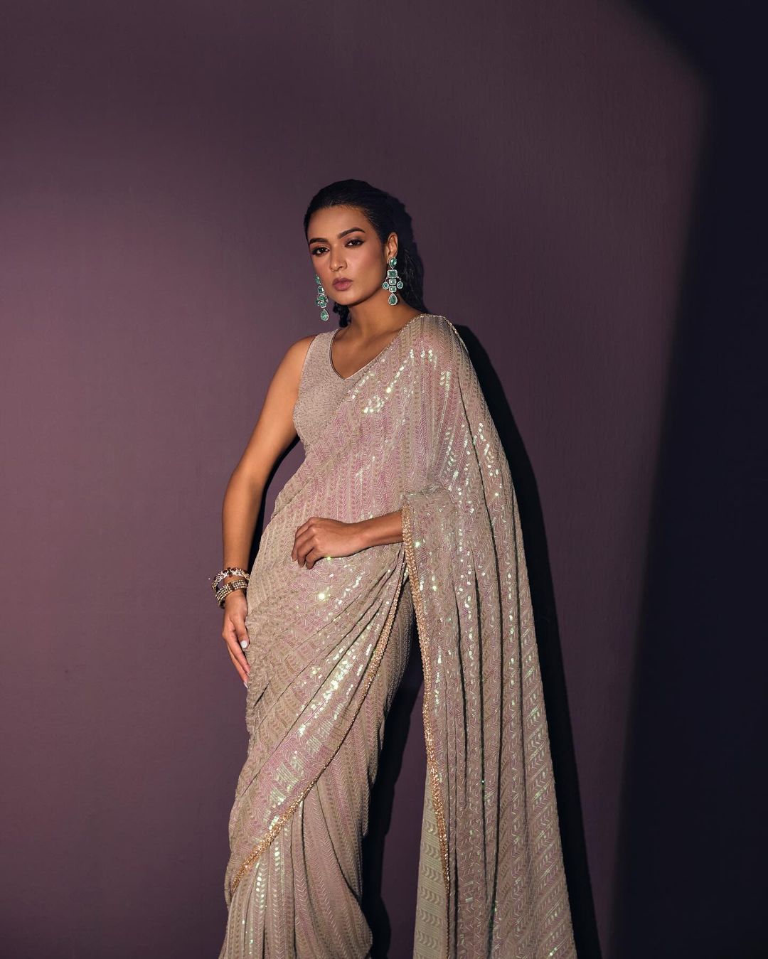 Heavy Georgette Sequins Saree