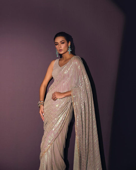 Heavy Georgette Sequins Saree