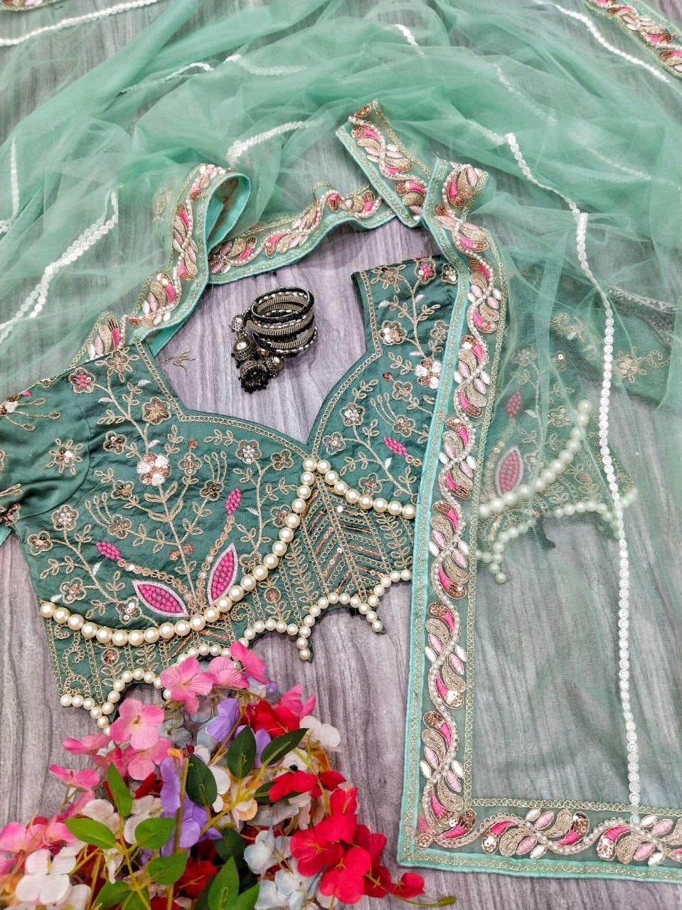 Sequence Dori Embroidery Net Embellished Heavy Diamond Work Lace Border Saree