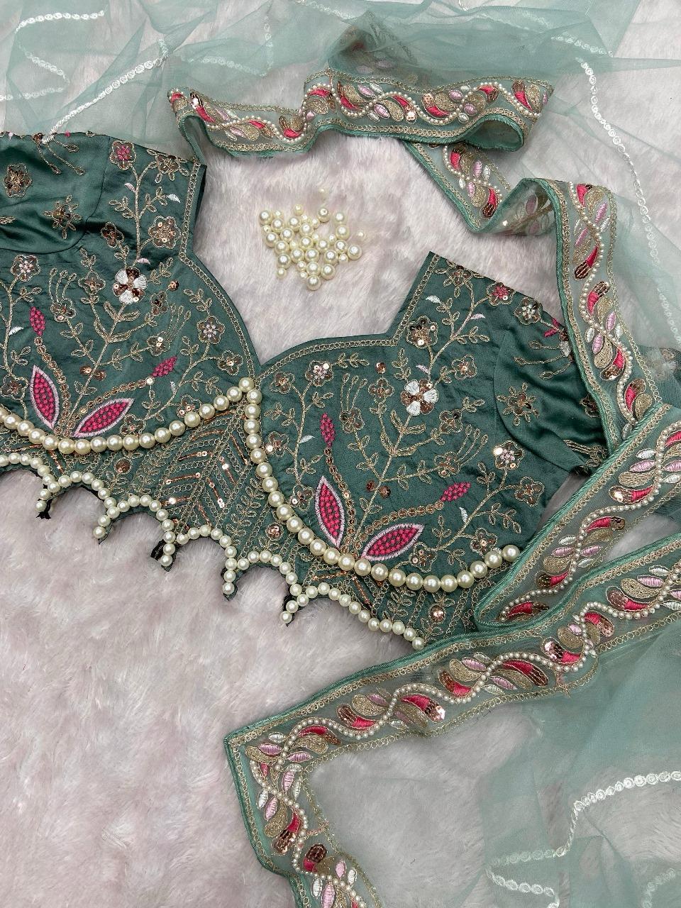 Sequence Dori Embroidery Net Embellished Heavy Diamond Work Lace Border Saree