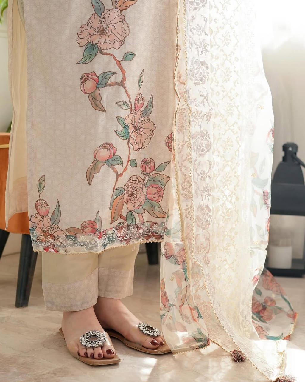 Off-White Linen Cotton Suit Set