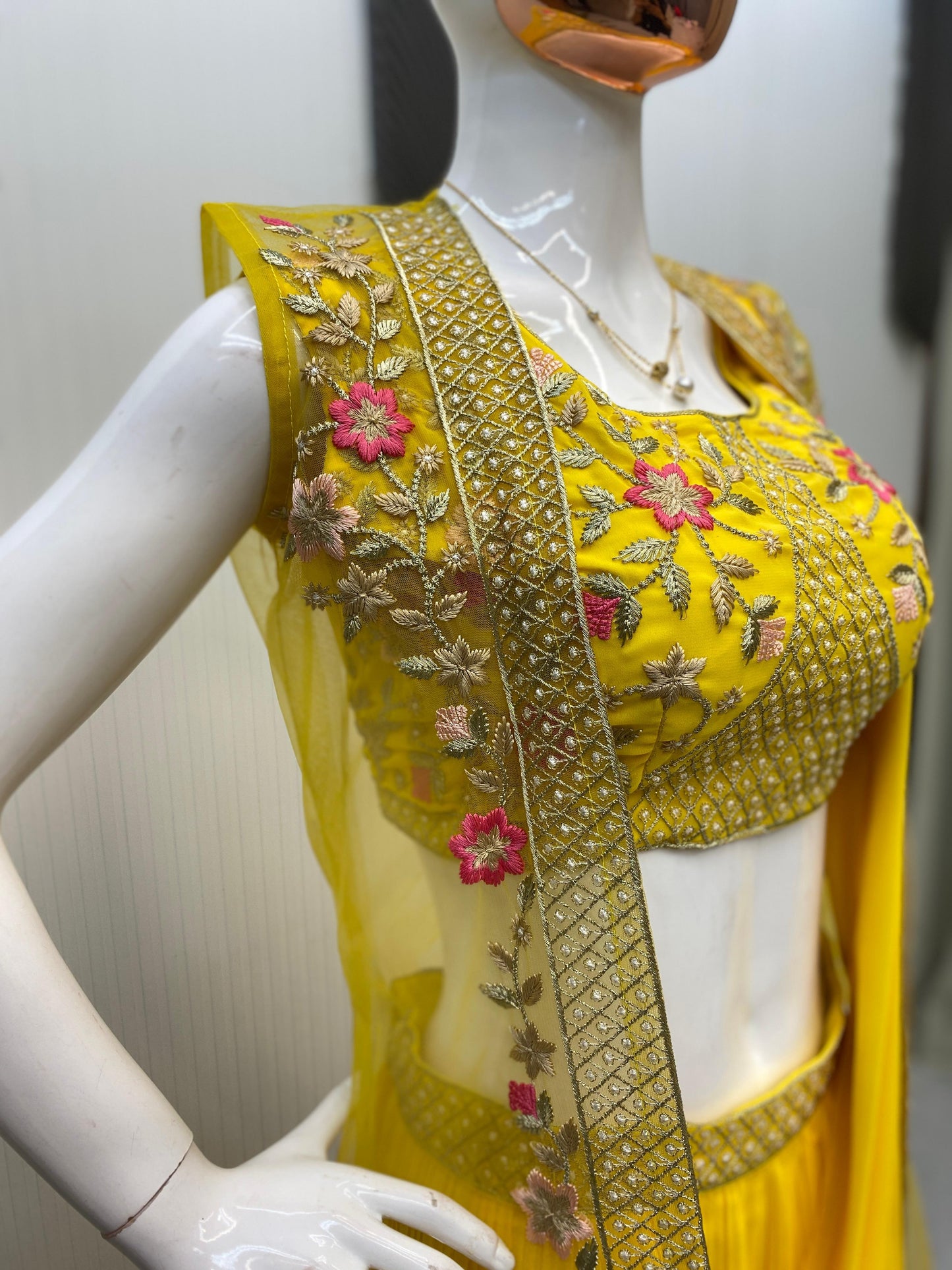 Georgette With Embroidery Western Style Ready To Wear Saree With Jacket