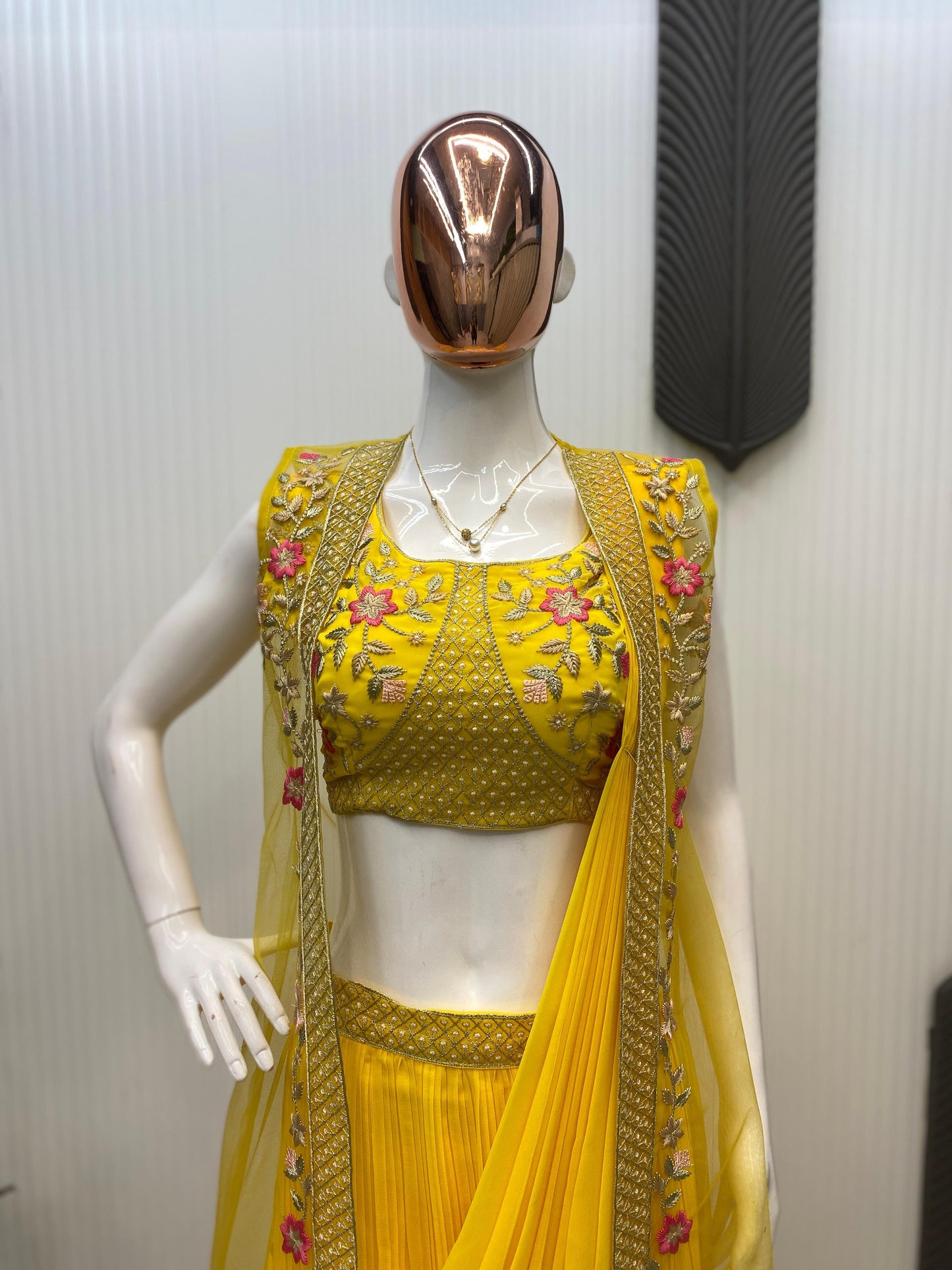 Georgette With Embroidery Western Style Ready To Wear Saree With Jacket