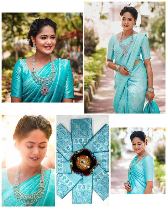 Soft Lichi Silk Jacqard Saree With Blouse