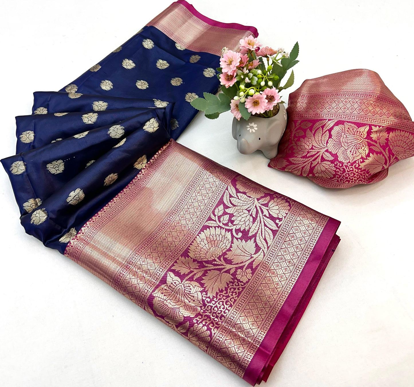 Pure Soft Lichi Silk Saree With Beautiful  Zari Weaving With Mina Butta Work