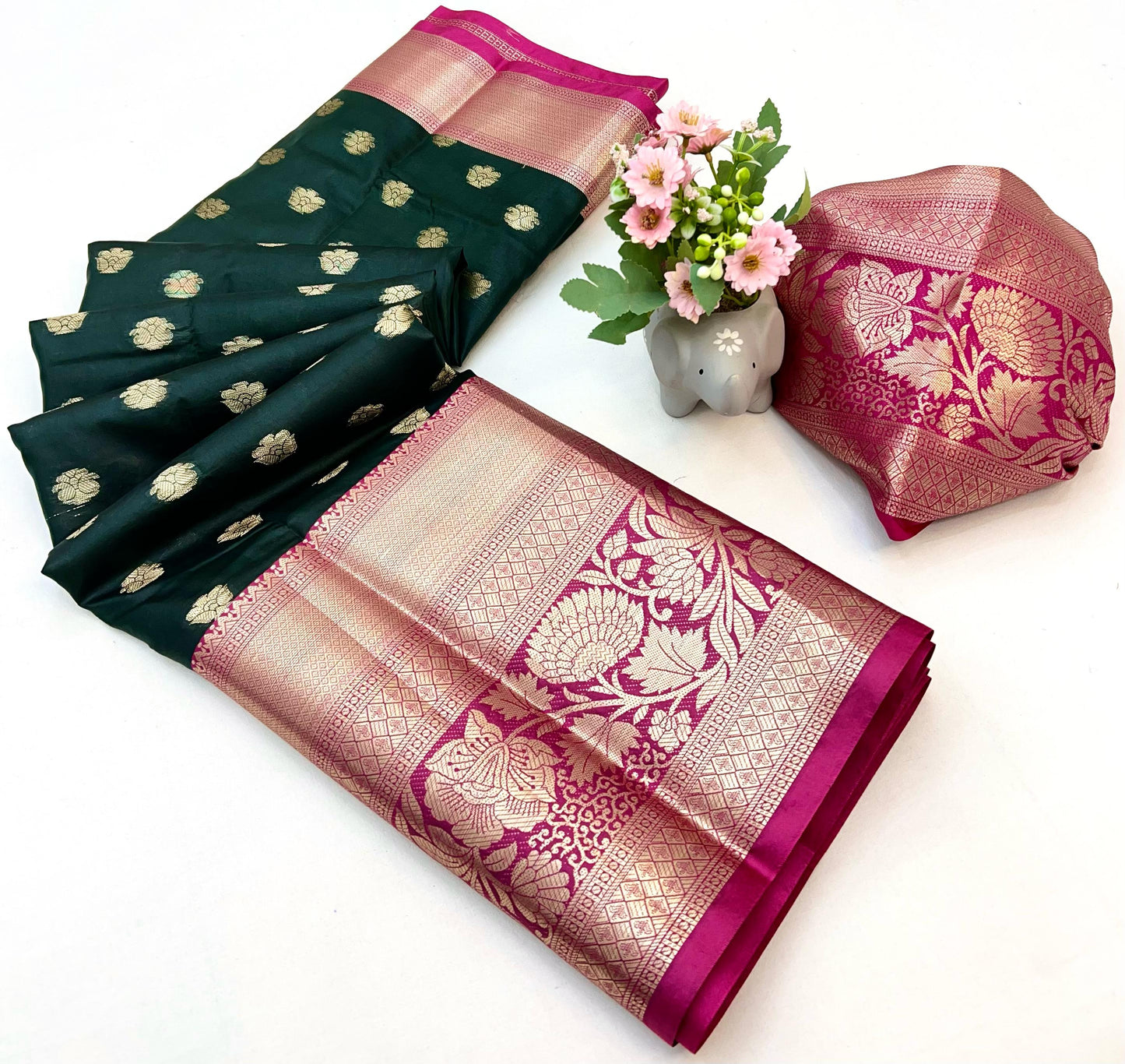 Pure Soft Lichi Silk Saree With Beautiful  Zari Weaving With Mina Butta Work