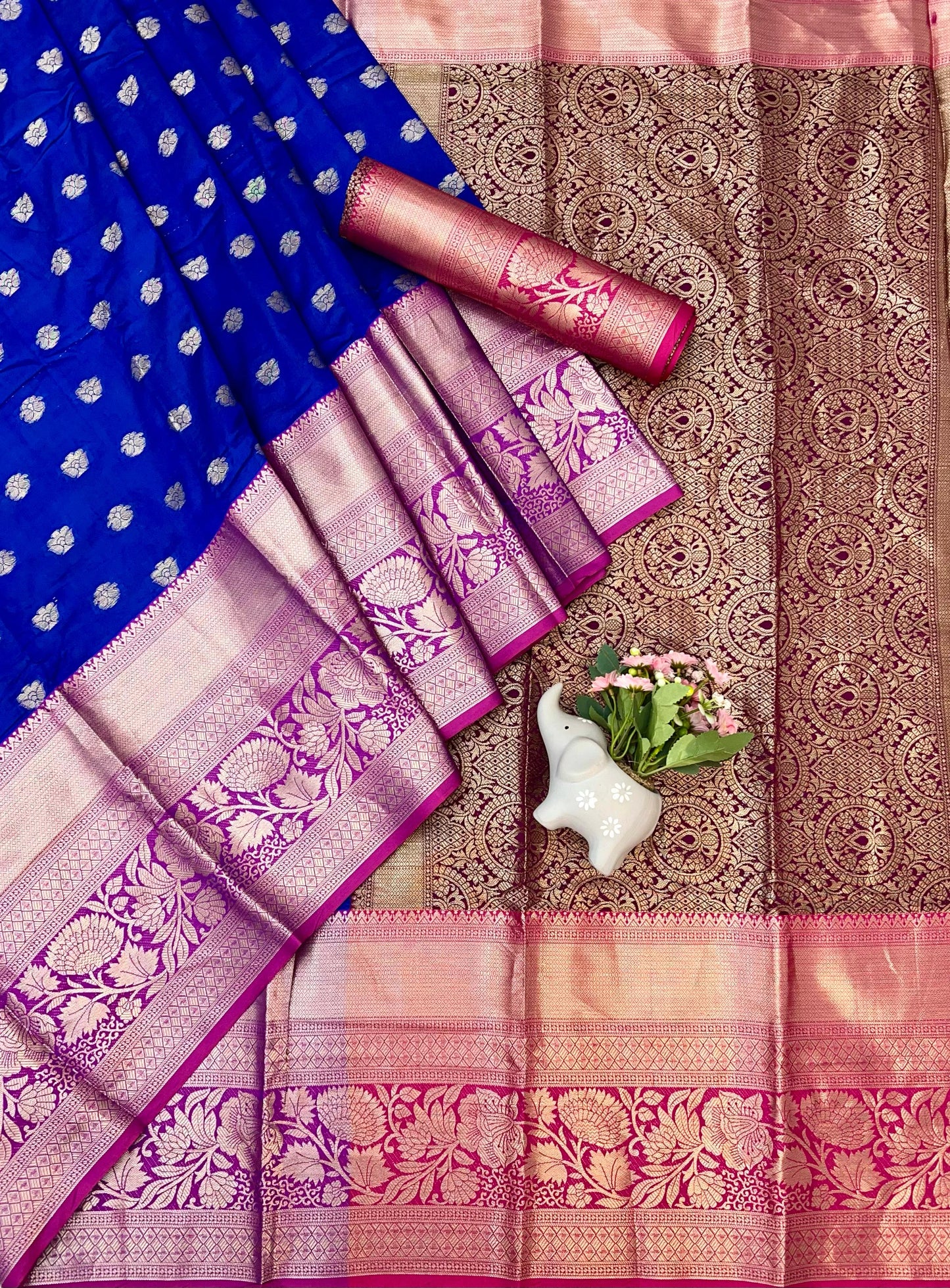 Pure Soft Lichi Silk Saree With Beautiful  Zari Weaving With Mina Butta Work