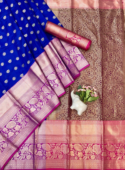 Pure Soft Lichi Silk Saree With Beautiful  Zari Weaving With Mina Butta Work