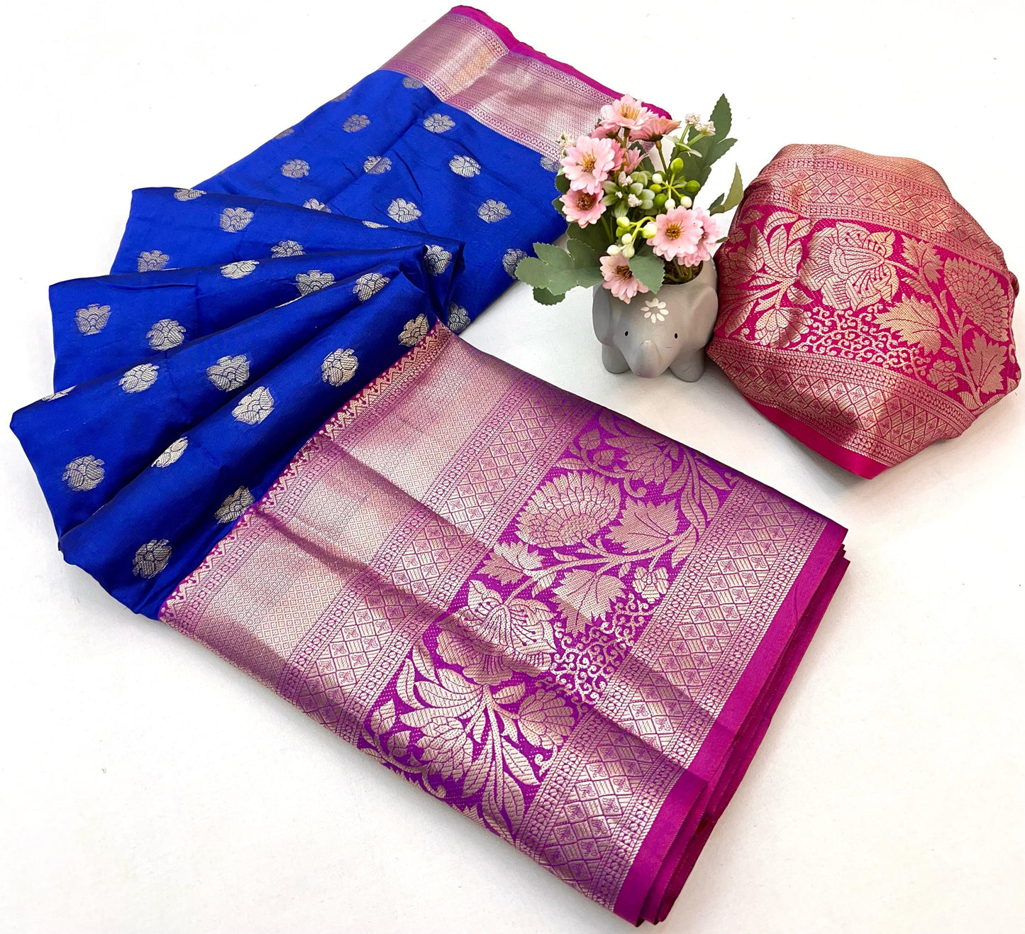 Pure Soft Lichi Silk Saree With Beautiful  Zari Weaving With Mina Butta Work