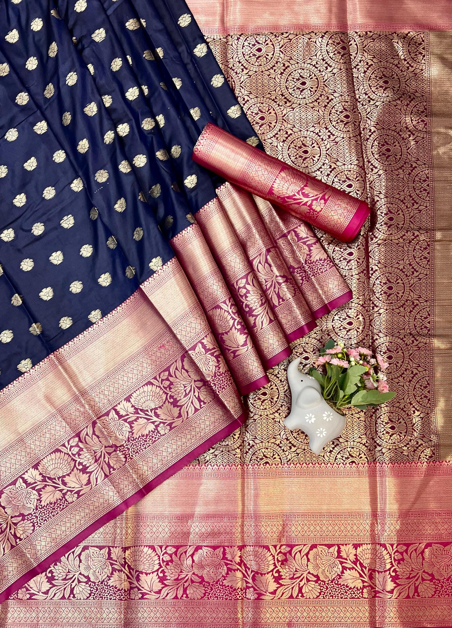Pure Soft Lichi Silk Saree With Beautiful  Zari Weaving With Mina Butta Work