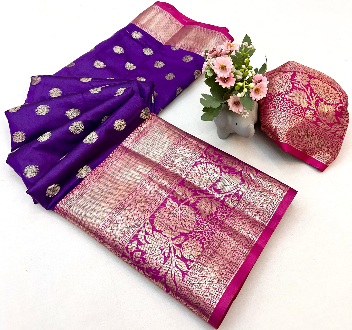 Pure Soft Lichi Silk Saree With Beautiful  Zari Weaving With Mina Butta Work