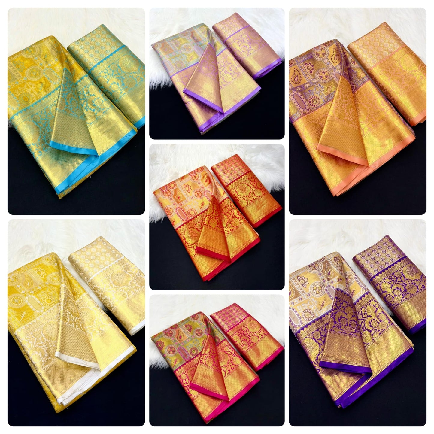 Pure kanchipuram silk Saree with allover zari woven floral design brocade weaves