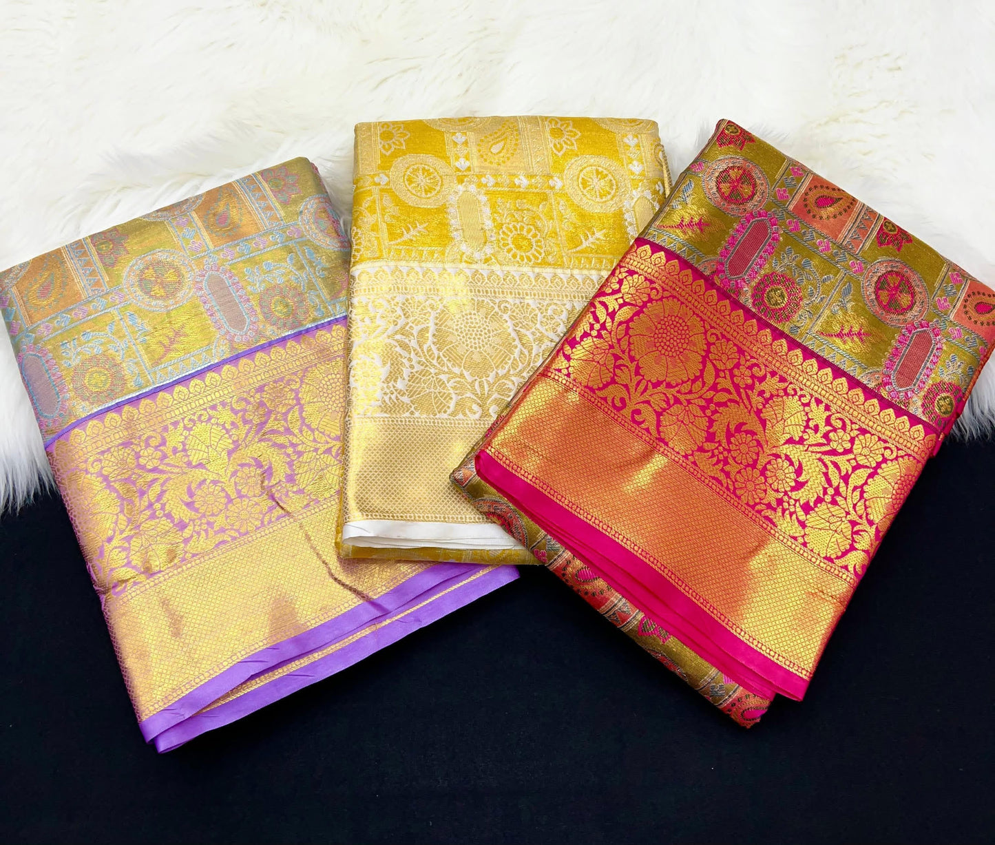 Pure kanchipuram silk Saree with allover zari woven floral design brocade weaves