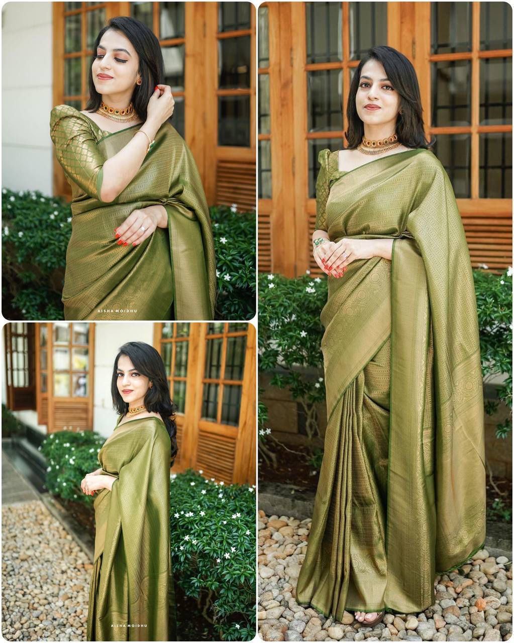Soft Lichi Silk Blend Jacquard Work & Beautiful Rich Pallu Saree