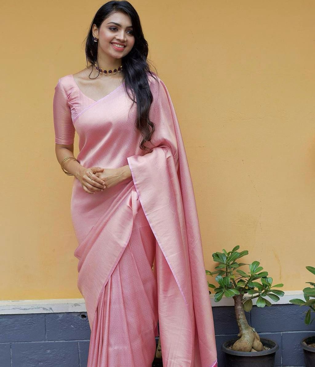 Soft Lichi Silk Blend Jacquard Work & Beautiful Rich Pallu Saree