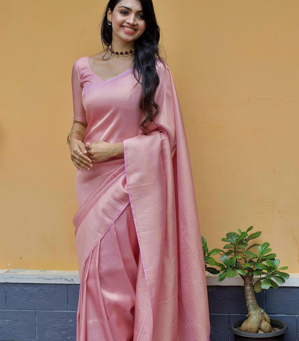 Soft Lichi Silk Blend Jacquard Work & Beautiful Rich Pallu Saree