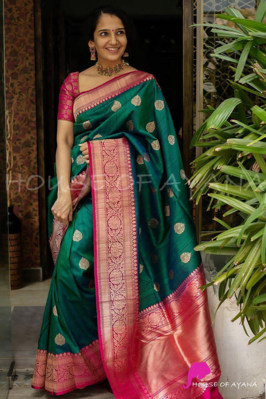 Jacquard Soft Lichi Silk Saree With Beautiful Rich Pallu