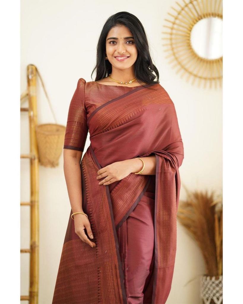 Party Wear Jacquard Soft Lichi Silk Saree With Beautiful Rich Pallu