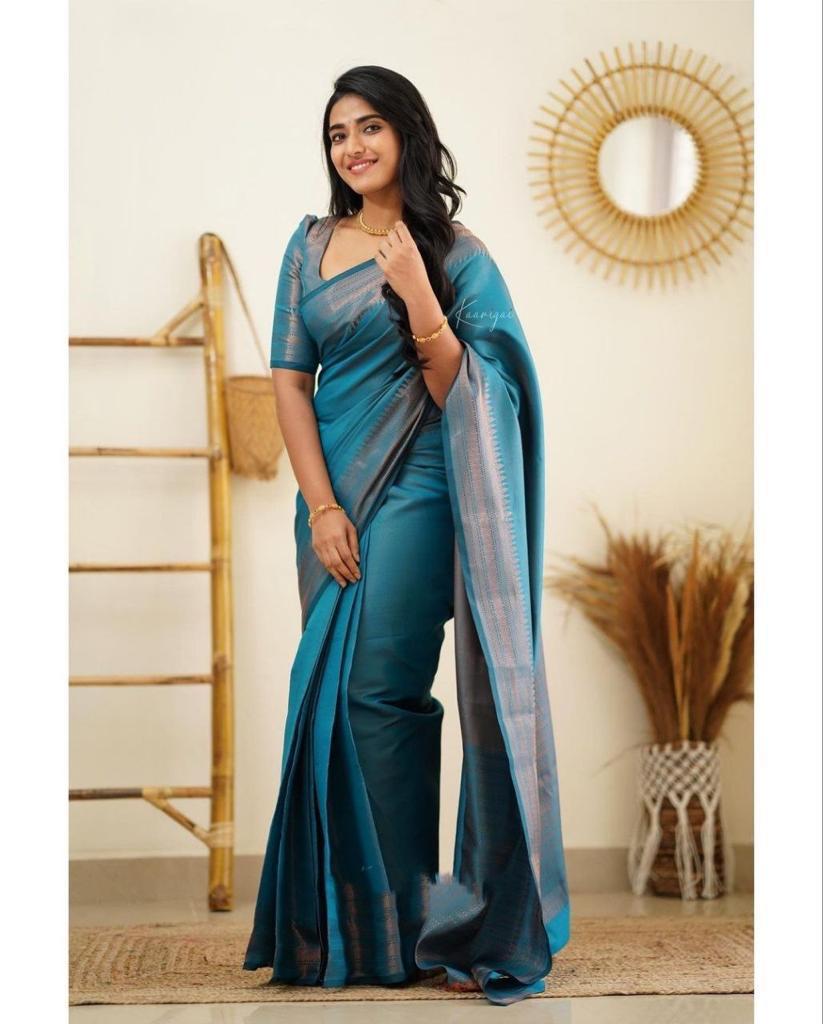 Party Wear Jacquard Soft Lichi Silk Saree With Beautiful Rich Pallu