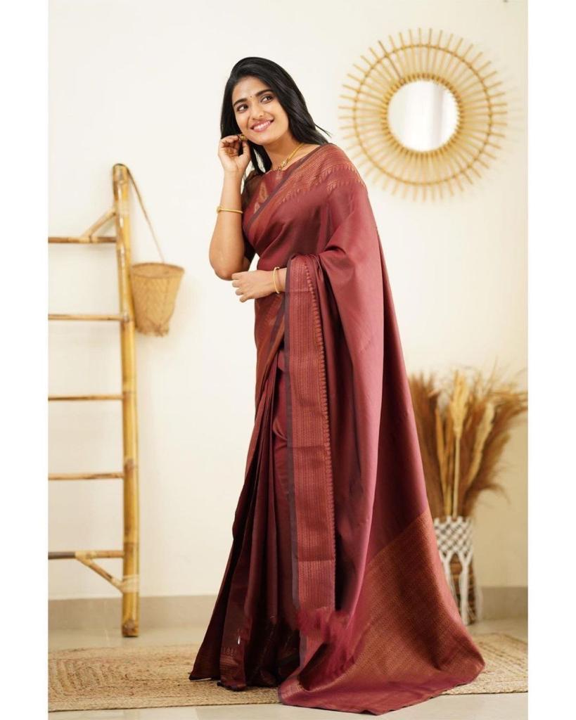 Party Wear Jacquard Soft Lichi Silk Saree With Beautiful Rich Pallu