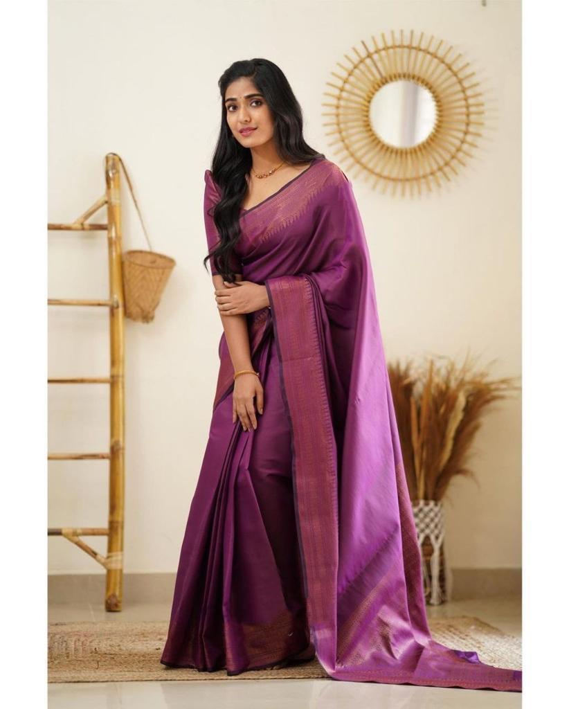 Party Wear Jacquard Soft Lichi Silk Saree With Beautiful Rich Pallu