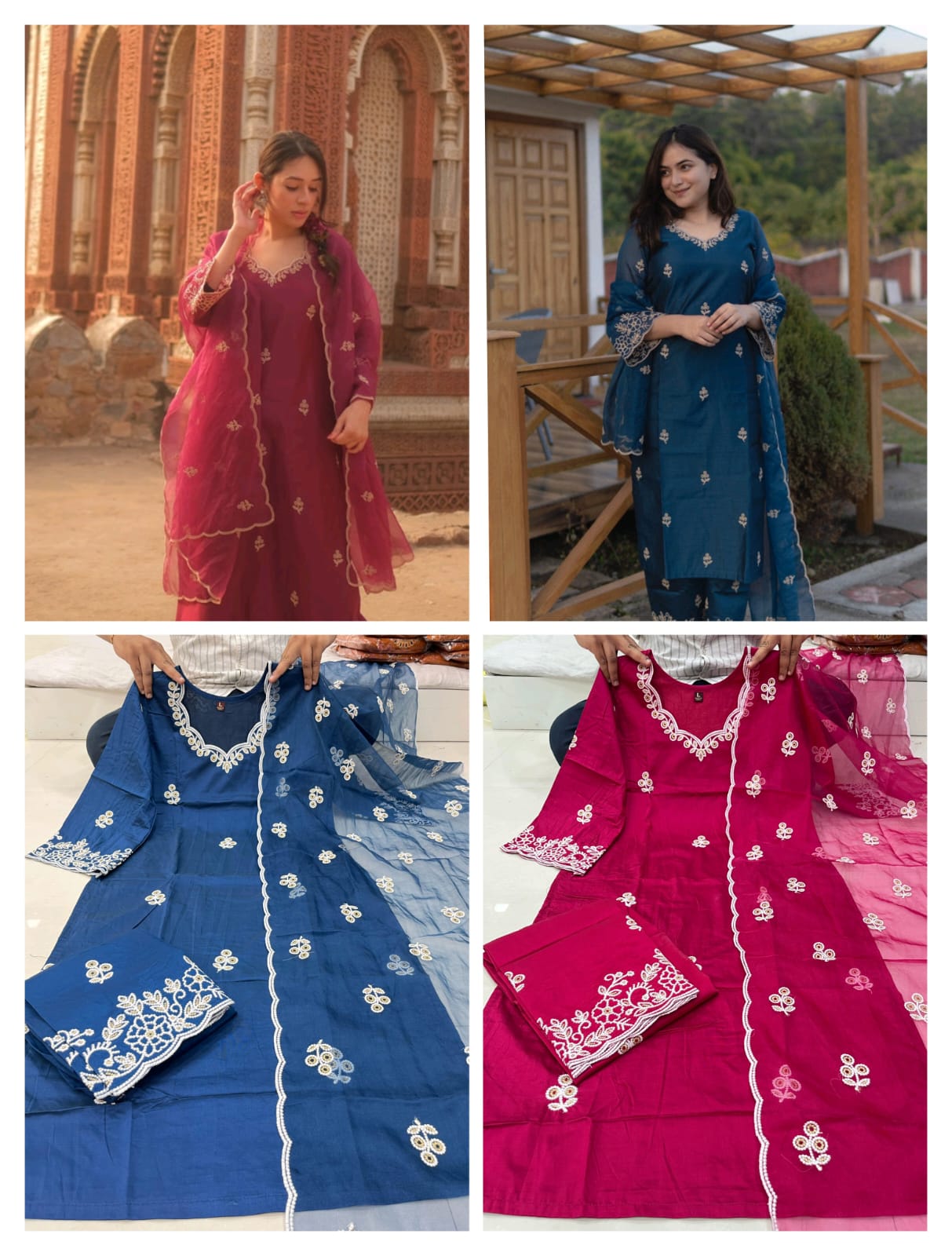 Chanderi Silk Kurti with Pant and Dupatta