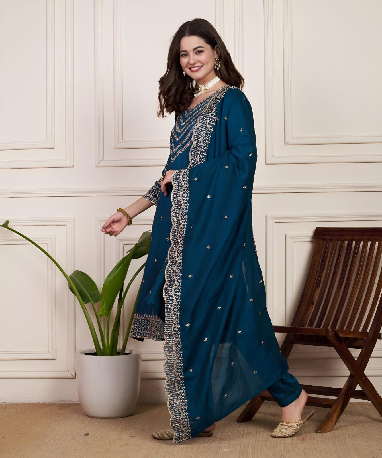 Beautiful Designer Party Wear Chanderi Silk Suit