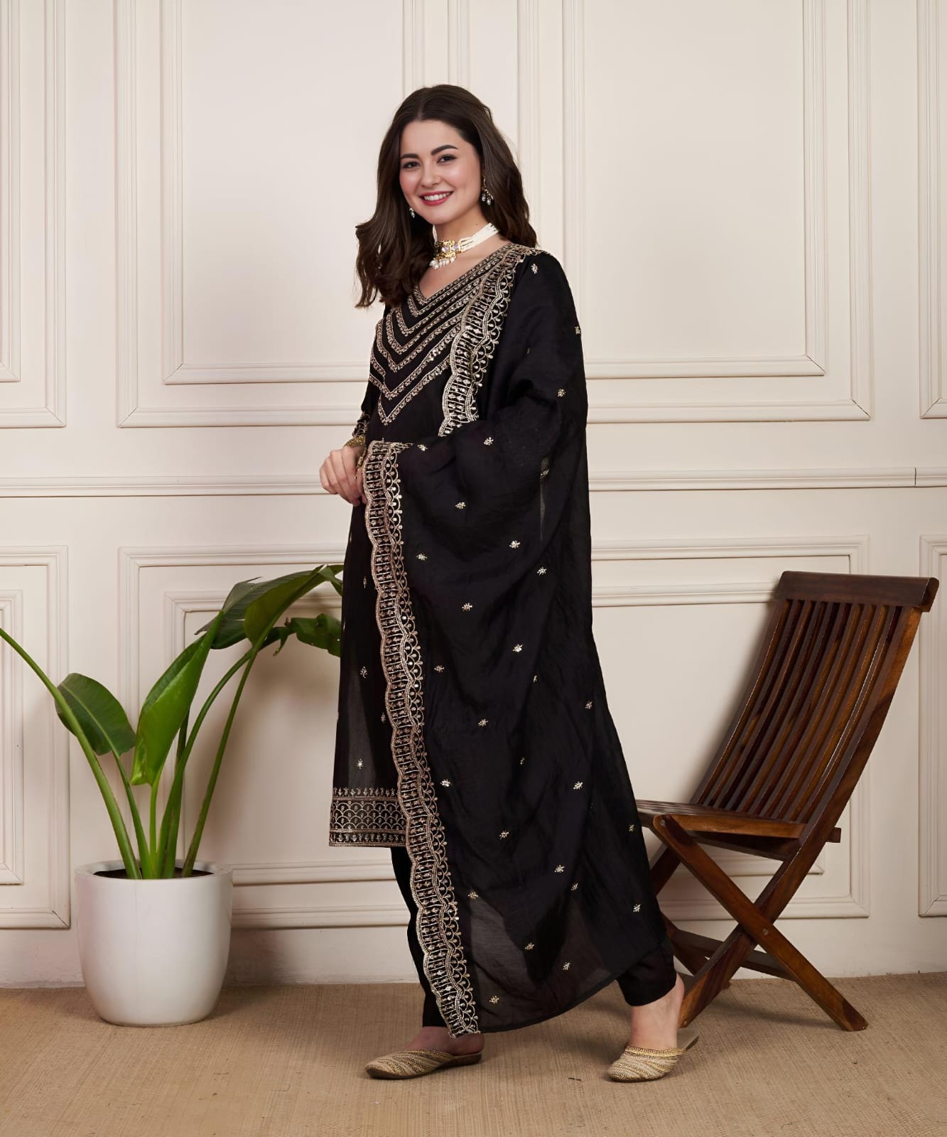Beautiful Designer Party Wear Chanderi Silk Suit