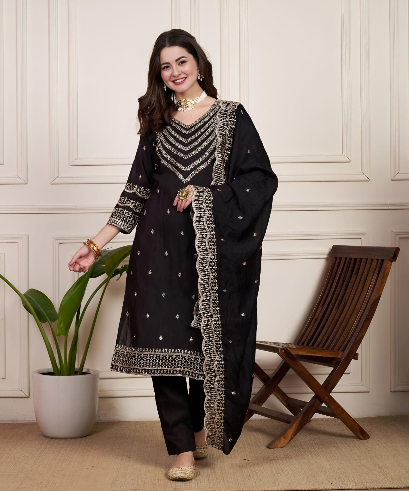 Beautiful Designer Party Wear Chanderi Silk Suit