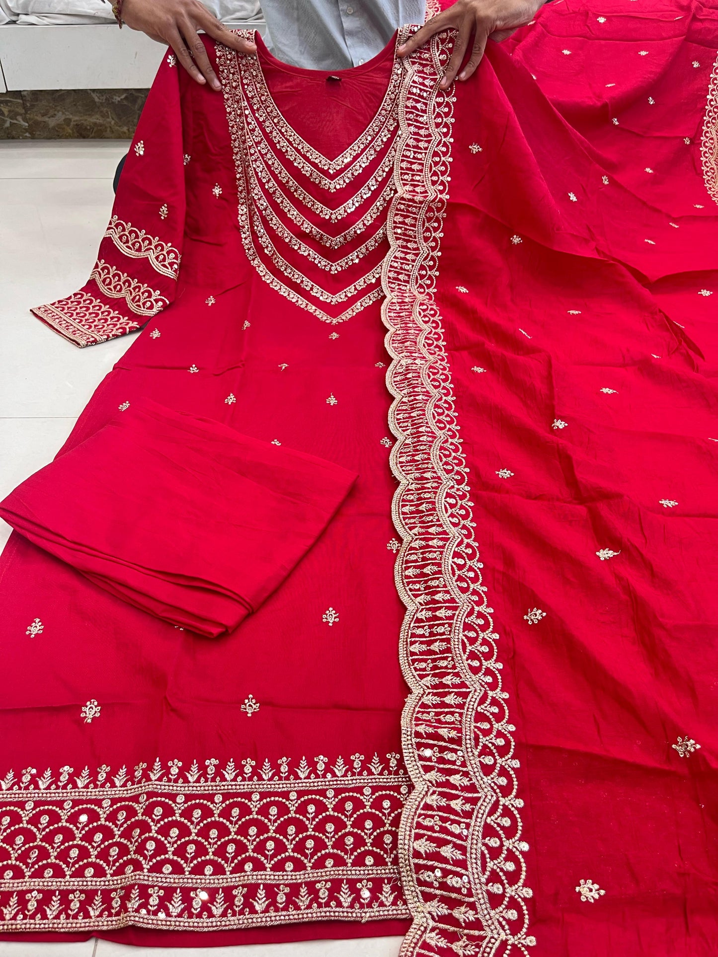 Beautiful Designer Party Wear Chanderi Silk Suit