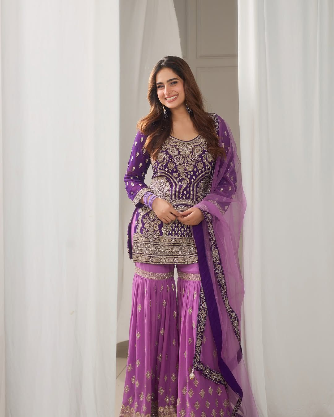 Georgette Palazzo Salwar Suit with Embroidery Work