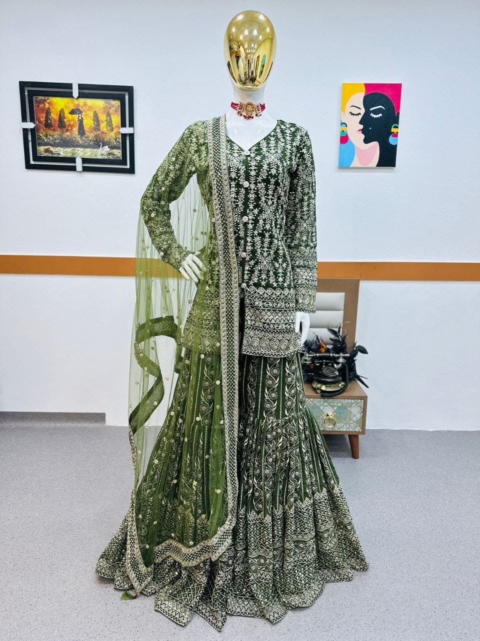 Embroidered Faux Georgette Suit