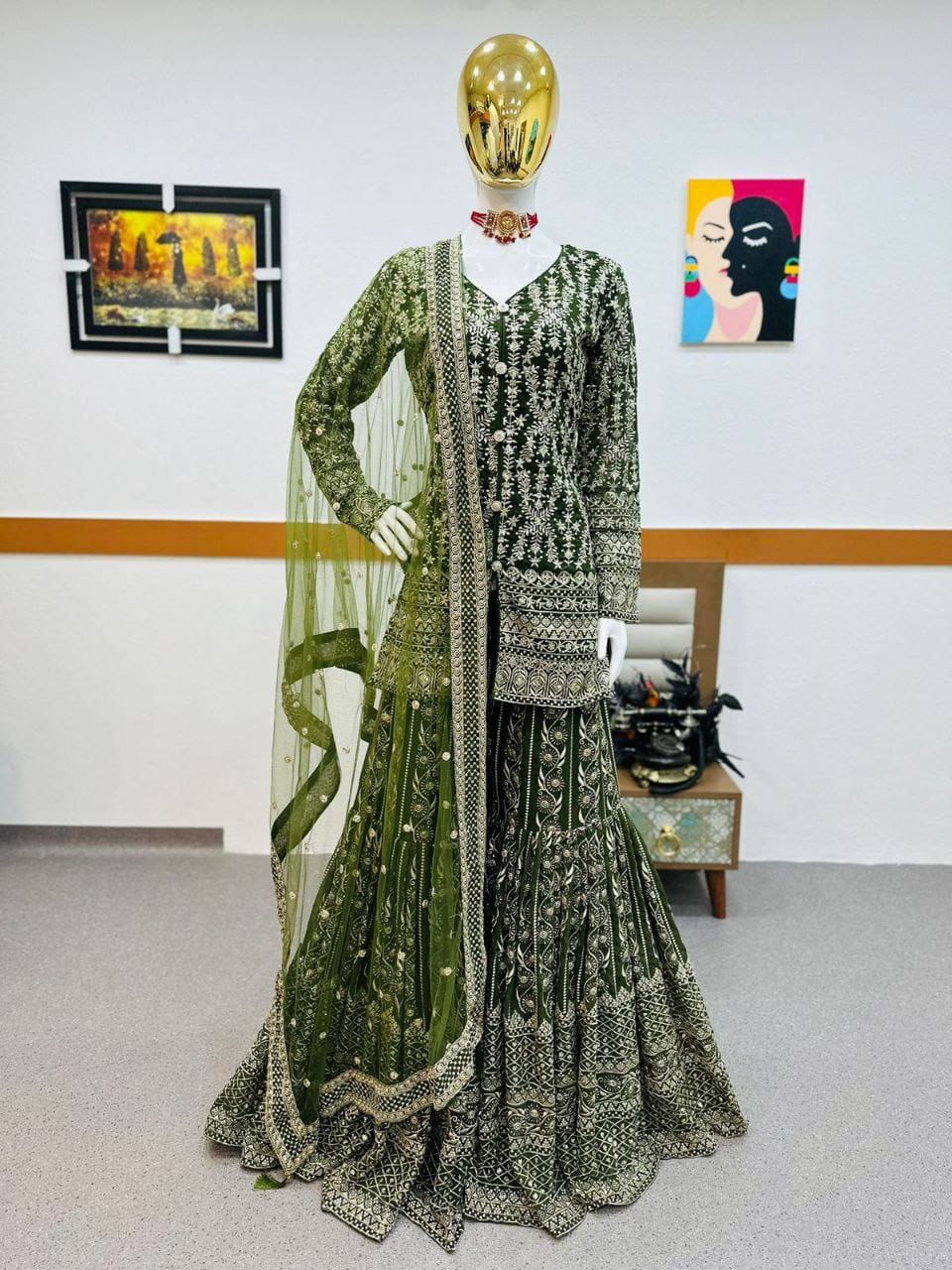 Embroidered Faux Georgette Suit