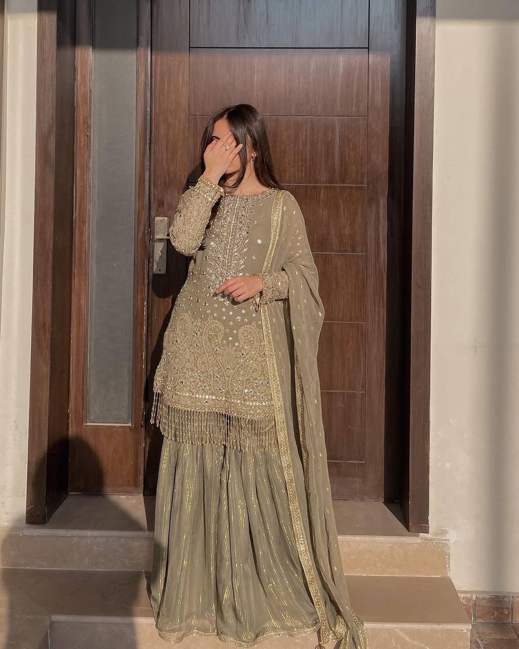 Heavy Faux Georgette Heavy Embroidery Sequence Work Suit