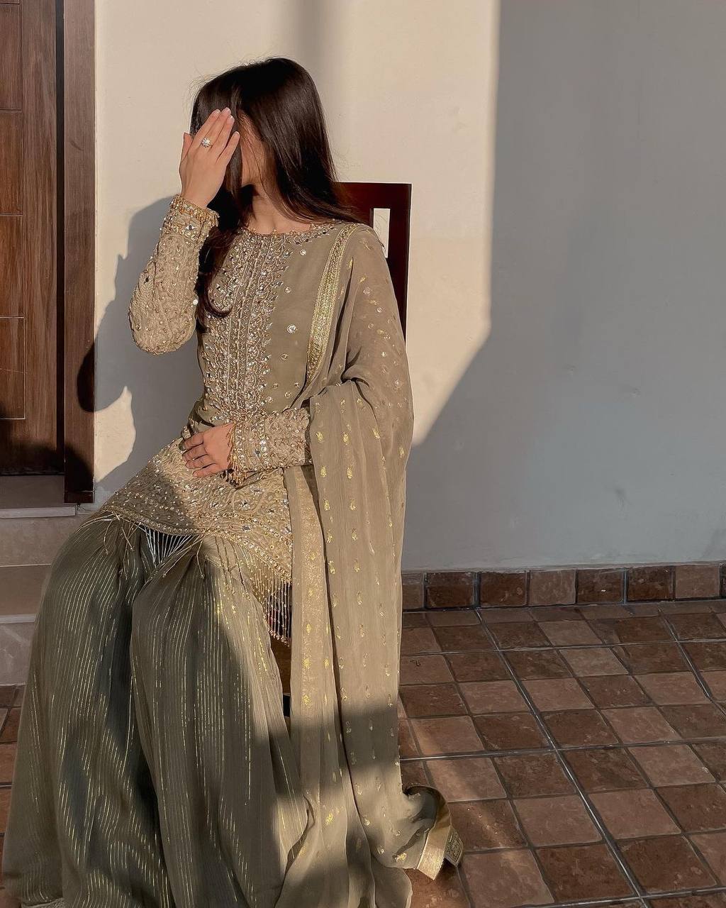 Heavy Faux Georgette Heavy Embroidery Sequence Work Suit