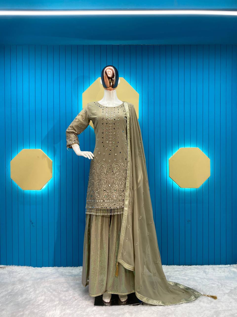 Heavy Faux Georgette Heavy Embroidery Sequence Work Suit