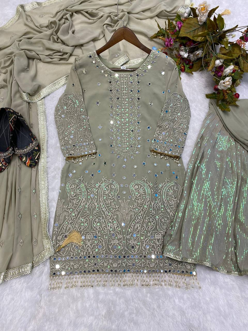 Heavy Faux Georgette Heavy Embroidery Sequence Work Suit