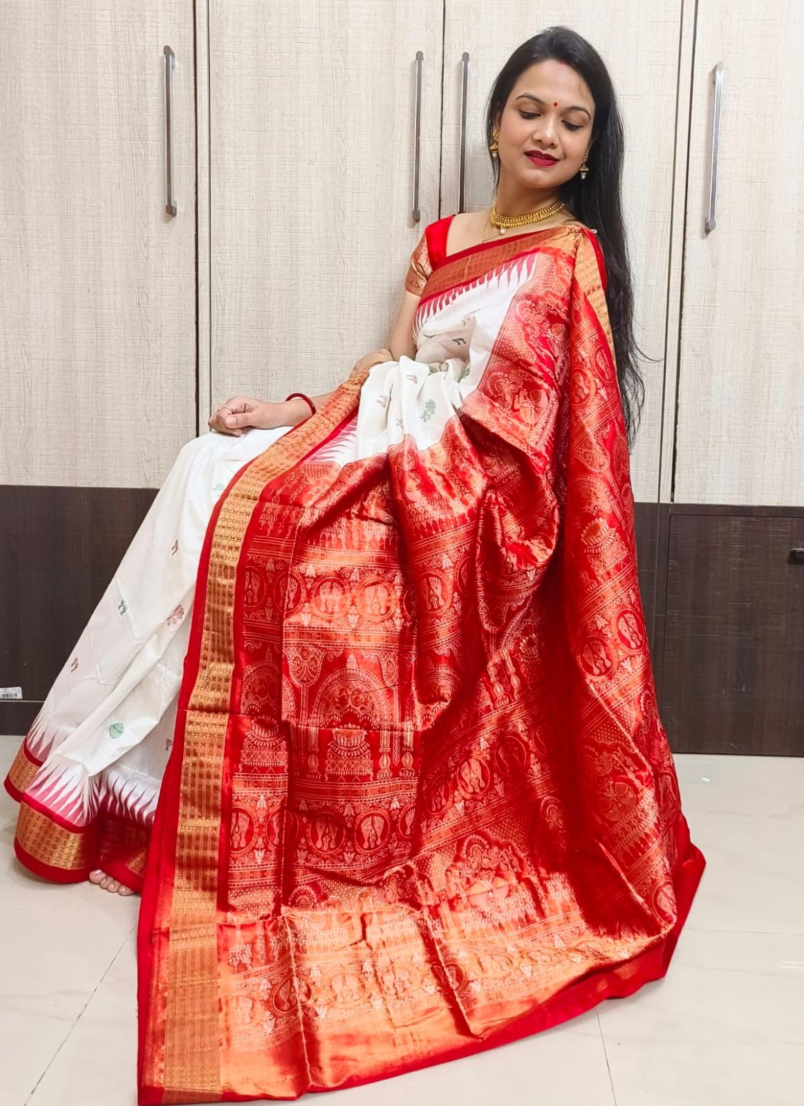 Odisha Sambalpuri Half Tissue Bandha Silk Saree