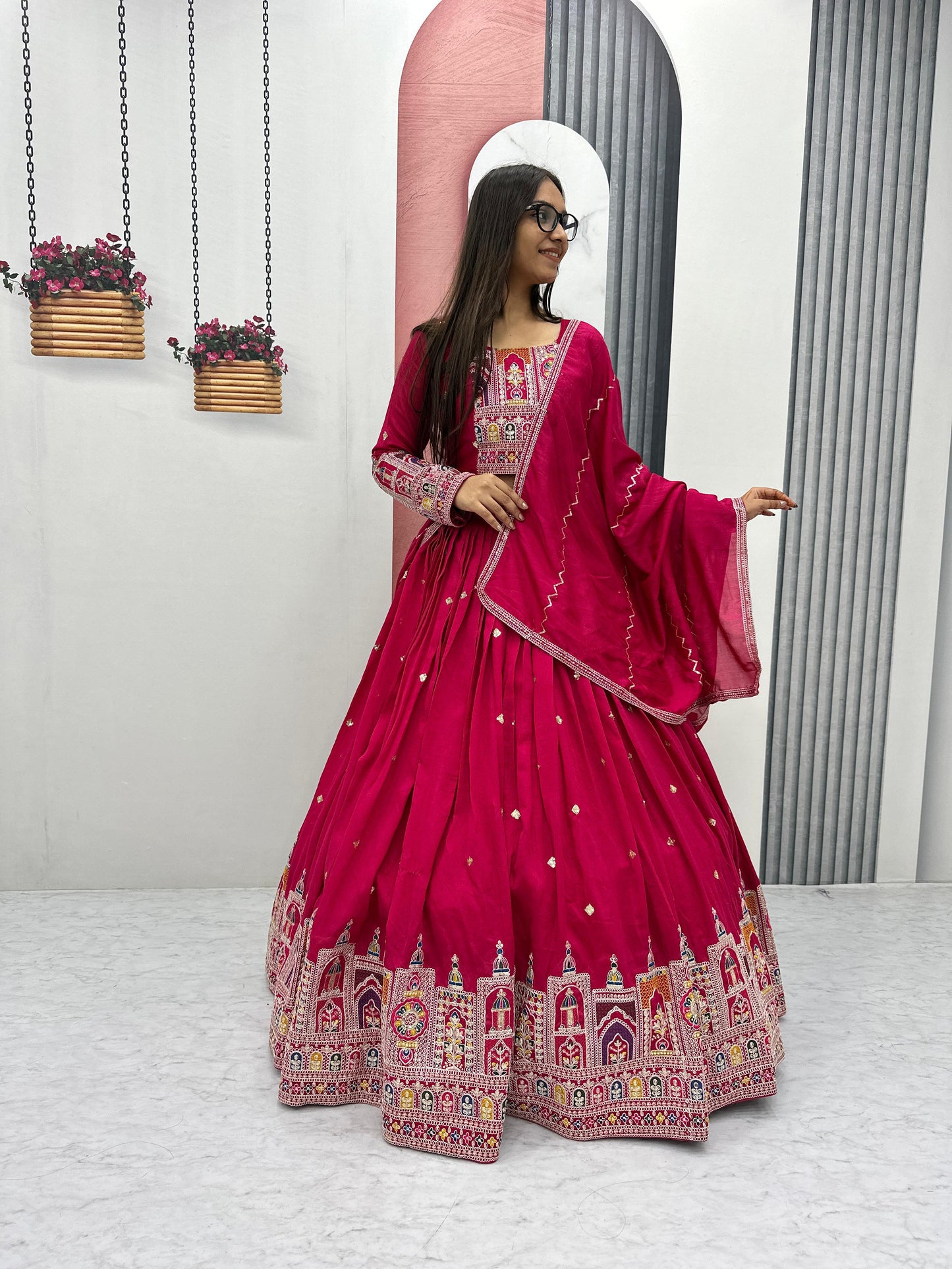 Designer Thread Embroidery Heavy Sequins Work Lehenga Choli With Dupatta