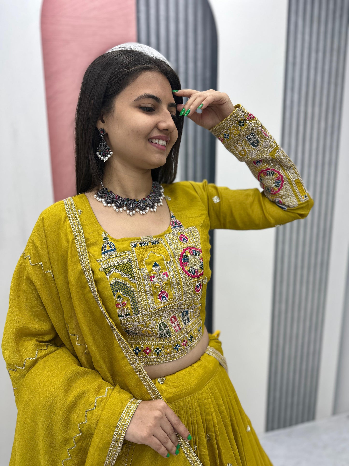 Designer Thread Embroidery Heavy Sequins Work Lehenga Choli With Dupatta