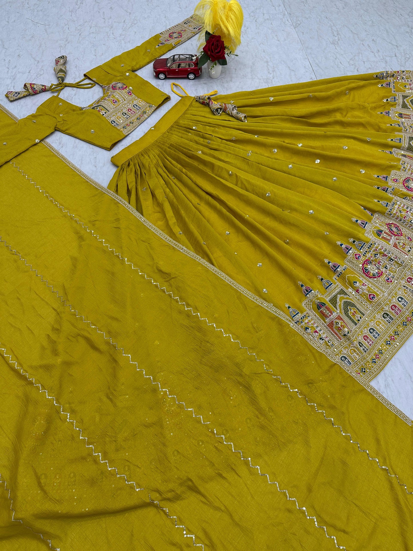 Designer Thread Embroidery Heavy Sequins Work Lehenga Choli With Dupatta